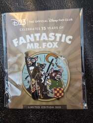 92253 - D23 Membership Exclusive - Fantastic Mr. Fox 15th Anniversary Pin - Disney Fan Club alternate image