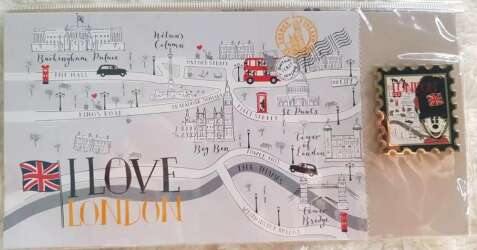 92615 - European Disney Stores Exclusives - Postcard and Pin Set - My London Mickey Stamp - Disney Store UK alternate image