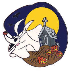 Zero With His Doghouse in Front of a Full Moon