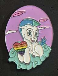 Pegasus in purple with rainbow heart