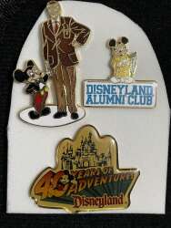 Walt Disney and Mickey Mouse Disneyland Alumni Club 45 Years of Adventure 3 Piece Set
