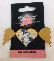 'Walt Disney 100th Year - Kiss Series - Disney Pin Collection Special Edition Mickey &amp; Minnie Kiss Heart 100th Year - DSUS'