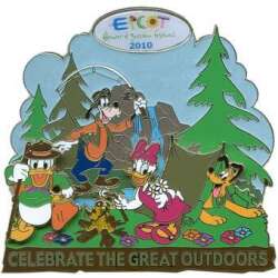 Donald Duck, Daisy Duck, Goofy, and Pluto camping - Jumbo Pin