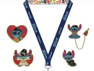 98065 - KidRobot Elvis Stitch Deluxe Pin & Lanyard Set - Stitch as Red Cape Elvis - Disney Licensed alternate image