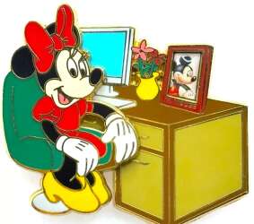 minnie sitting at desk