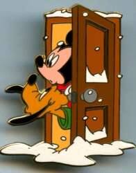 Mickey Mouse & Pluto - Watching Snow Fall at Door
